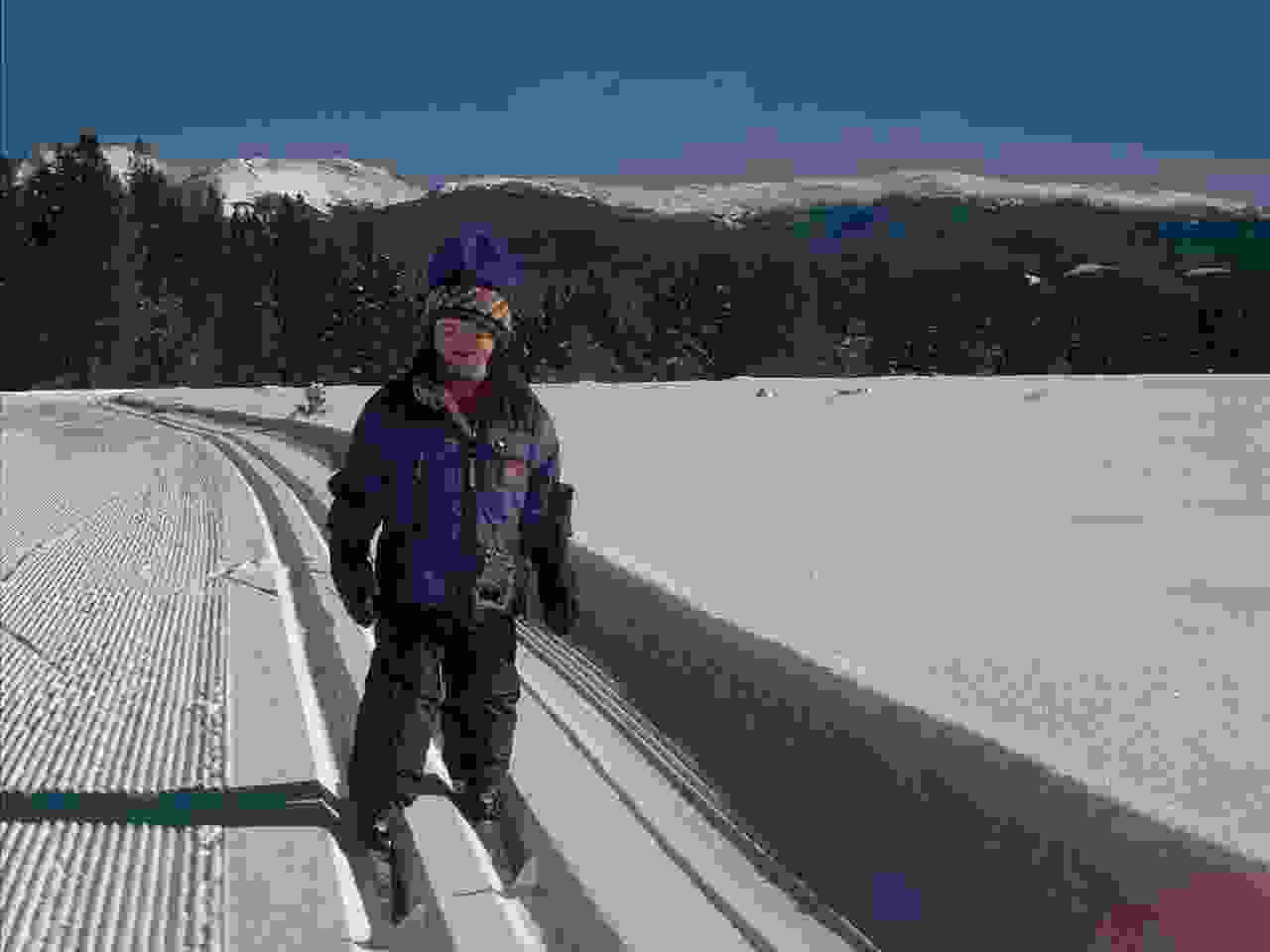 Simon on classic skiis